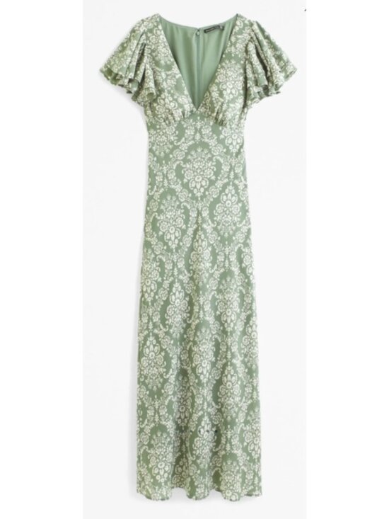 Abercrombie & Fitch Dresses & Skirts - Abercrombie & Fitch Sage Green and Cream Floral Maxi Dress